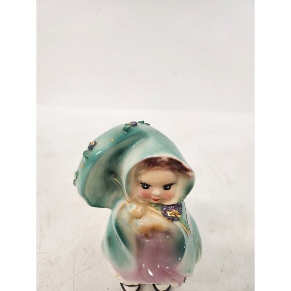 VTG 1953 Josef Originals California April Girl W/ Umbrella Figurine Ceramic RARE - Picture 3 of 11